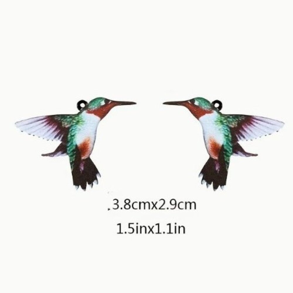 Hummingbird  - Cute Animal Theme Acrylic Pendant   2.4" x .7"  8pcs